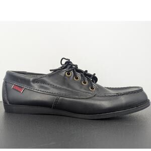 VTG Sebago Campsides Leather Moc Toe Shoes Black Size 7M Handsewn Made in USA